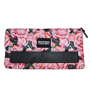 Juicy Couture "In Bloom" Crossbody Bag Pink Rose Floral Print Faux Leather